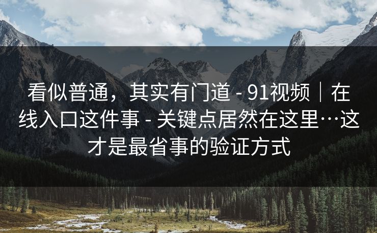 看似普通，其实有门道 - 91视频｜在线入口这件事 关键点居然在这里…这才是最省事的验证方式  第1张